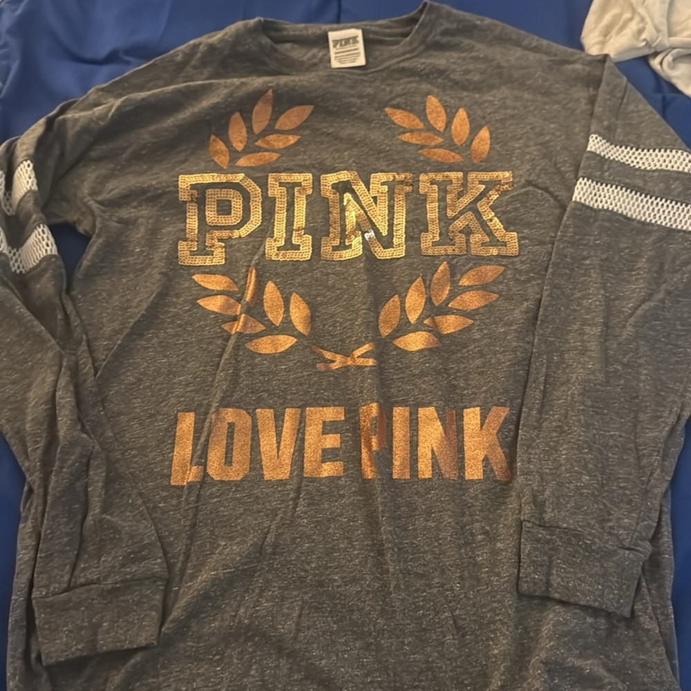 Victoria's Secret Gray Long Sleeve with Gold Accents